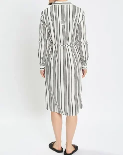Robe fluide à rayures blanc/noir-Marc O'Polo Discount