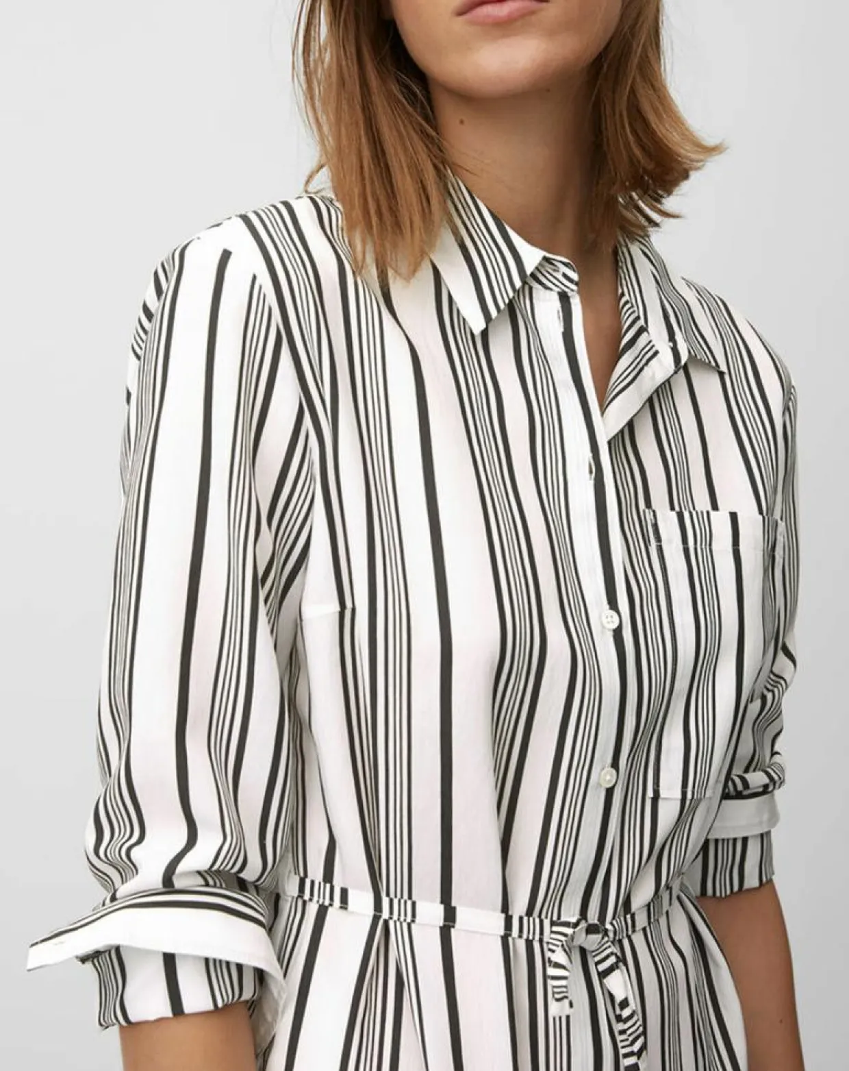 Robe fluide à rayures blanc/noir-Marc O'Polo Discount