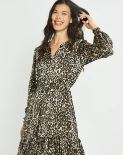 Robe fluide Store imprimée wild beige/noir-Lauren Vidal