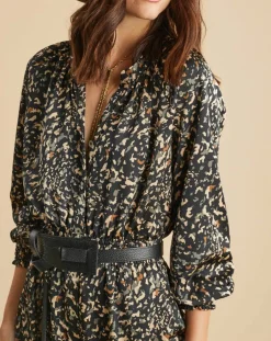 Femme Lauren Vidal Robes^Robe fluide Store imprimée military noire