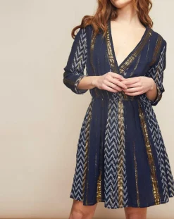 Robe Haiti imprimée bleu marine-Louizon Outlet