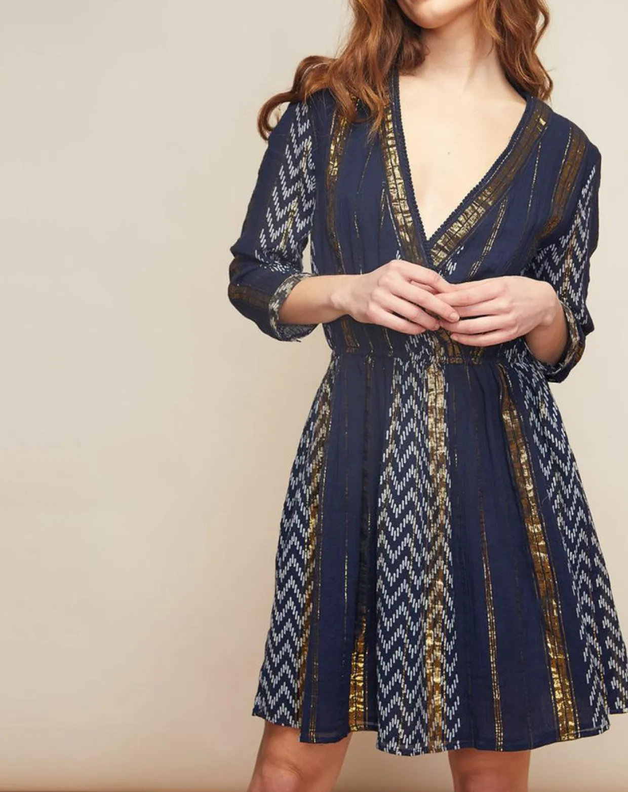 Robe Haiti imprimée bleu marine-Louizon Outlet