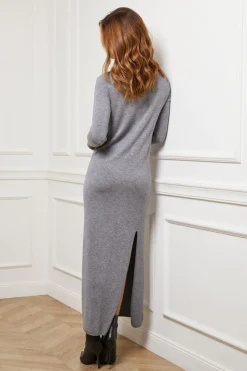 Robe Heloise Gris clair-Fleur de cachemire New