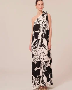 Femme Tara Jarmon Robes^Robe imprimé à fleurs noires craie