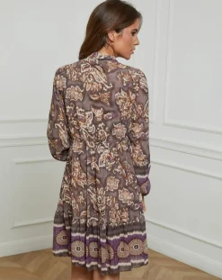 Robe imprimée mi-longue Charlie taupe-Alice & Charlotte Clearance