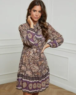 Robe imprimée mi-longue Charlie taupe-Alice & Charlotte Clearance