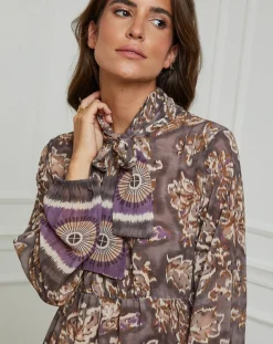 Robe imprimée mi-longue Charlie taupe-Alice & Charlotte Clearance