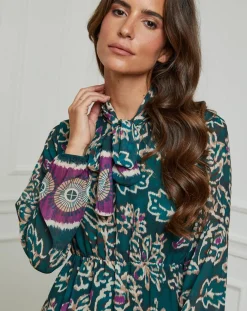 Robe imprimée mi-longue Charlie verte-Alice & Charlotte Discount