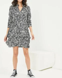 Robe Jane imprimée noir/écru-See u Soon Outlet