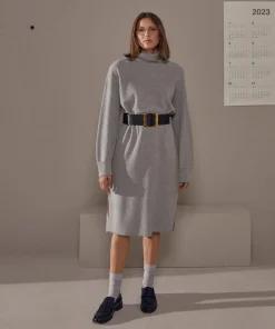 Femme Rodier Robes^Robe Jasmine, droite, col roulé gris moyen