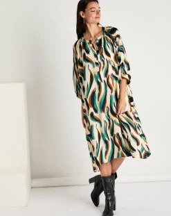 Femme See u Soon Robes^Robe Léa satinée imprimée vert/multicolore