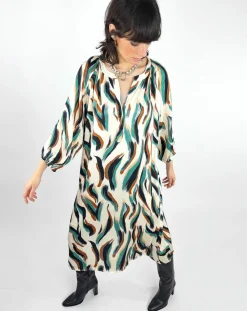 Femme See u Soon Robes^Robe Léa satinée imprimée vert/multicolore