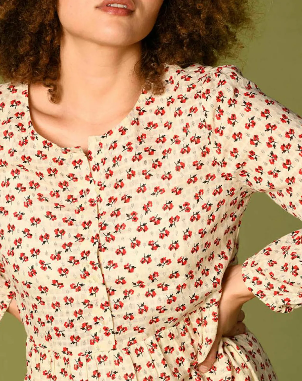 Robe Laila à fleurs écru/groseille-Harris Wilson Discount