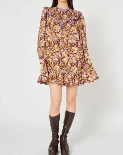 Robe Liberty Fauve imprimée cerise noire/multicolore-Manoush Clearance