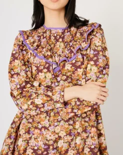 Robe Liberty Fauve imprimée cerise noire/multicolore-Manoush Clearance