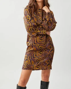 Robe Lizy imprimée ocre/violet-Lauren Vidal Sale