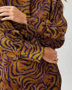 Robe Lizy imprimée ocre/violet-Lauren Vidal Sale
