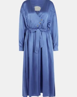 Femme Forte forte Robes^Robe longue 100% Soie Abito bleue