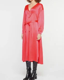Robe longue 100% Soie Abito rose-Forte forte Clearance