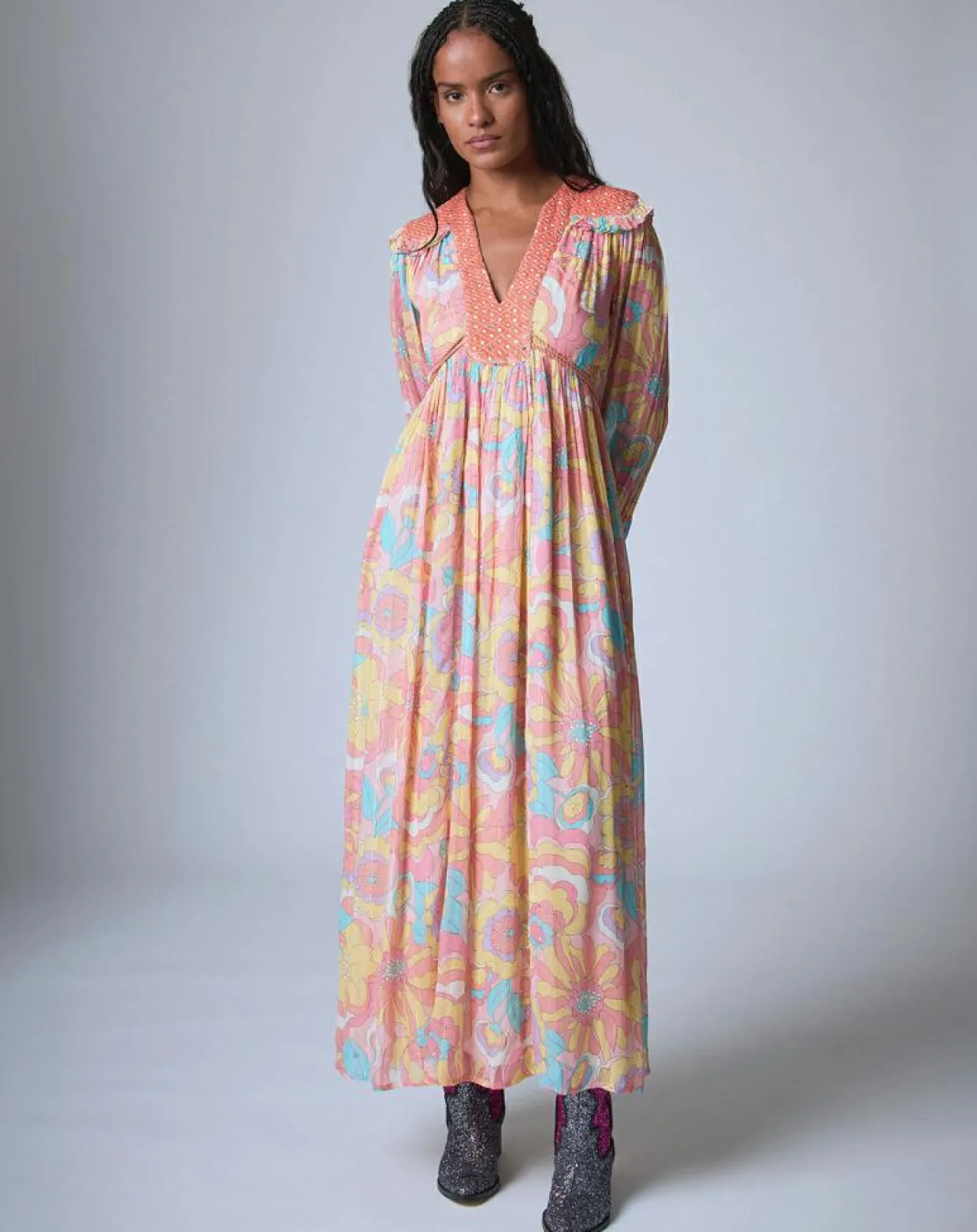 Robe longue Bollywood print-Manoush Hot