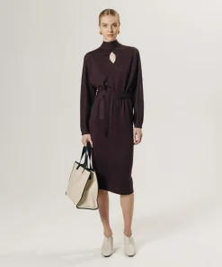 Femme Rodier Robes^Robe longue Cali 100% Laine laine ceinture violet aubergine