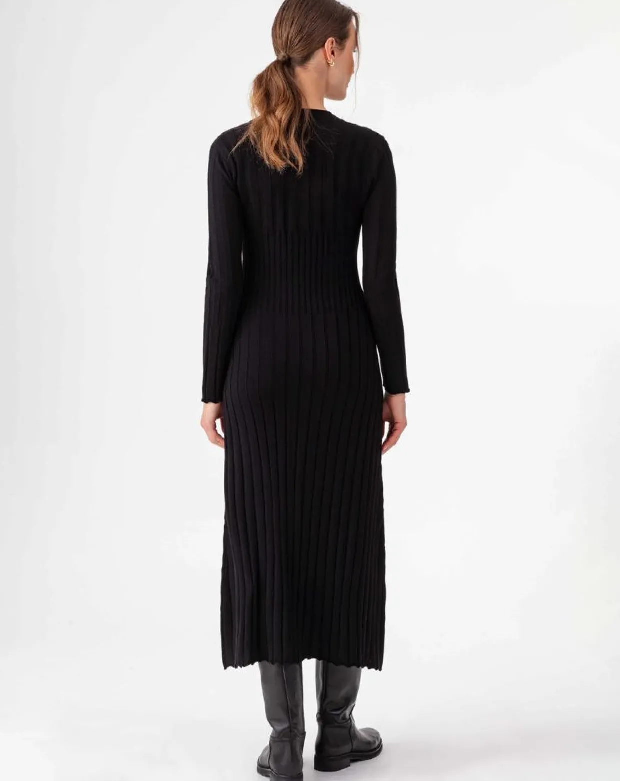 Robe Longue en Laine mélangée Rosemay noire-Indies Best