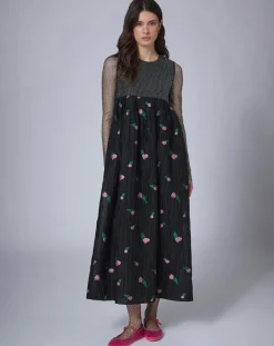 Femme Manoush Robes^Robe longue Flower Bubble unique noire