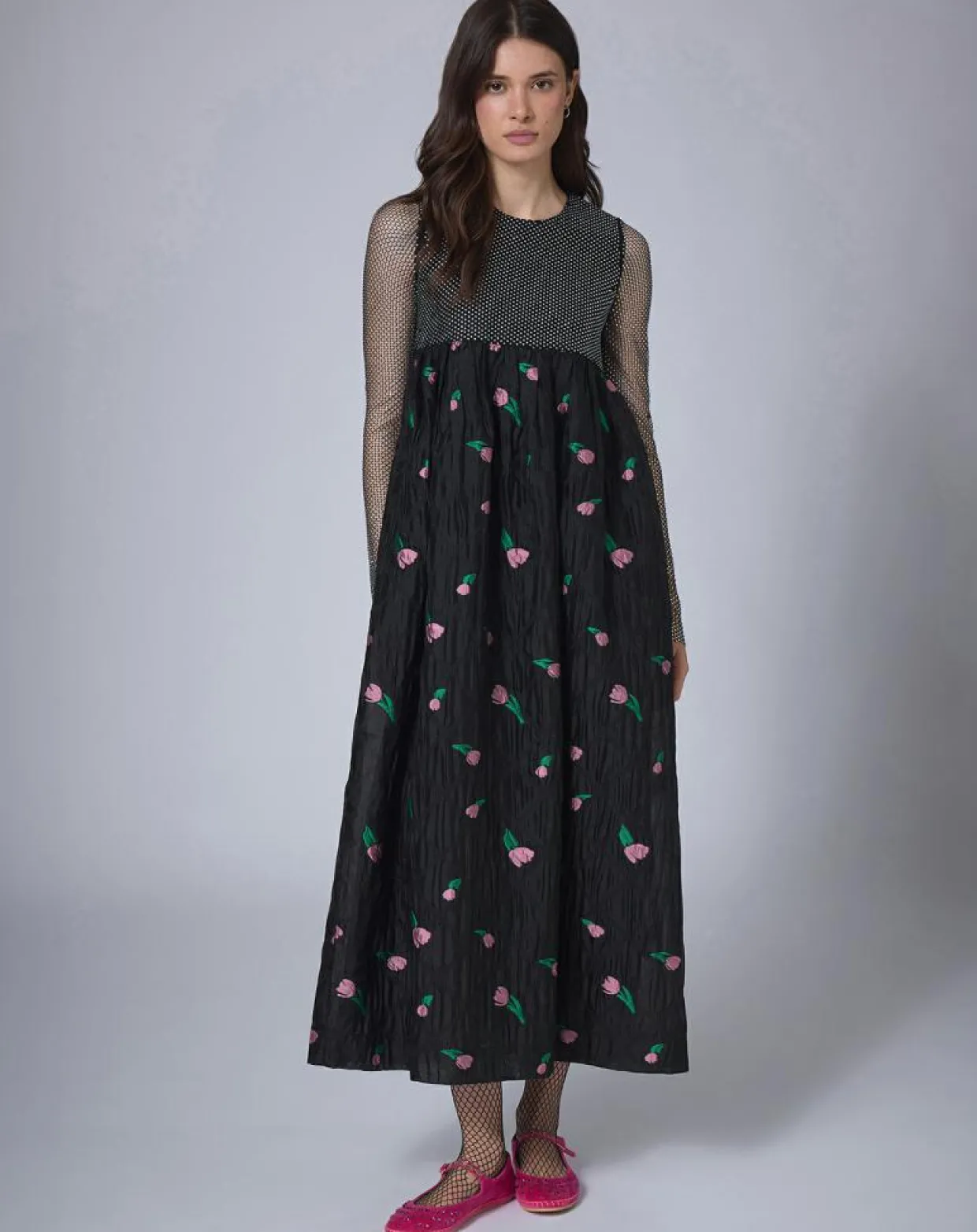 Femme Manoush Robes^Robe longue Flower Bubble unique noire