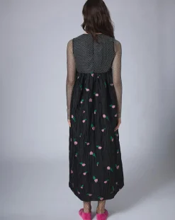 Femme Manoush Robes^Robe longue Flower Bubble unique noire