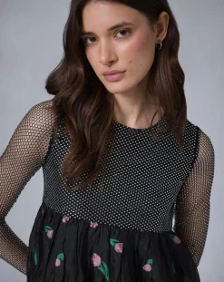 Femme Manoush Robes^Robe longue Flower Bubble unique noire