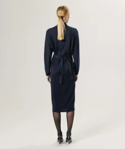Femme Rodier Robes^Robe longue Gwenaëlle 100% laine ceinture bleu marine