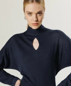 Femme Rodier Robes^Robe longue Gwenaëlle 100% laine ceinture bleu marine