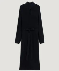 Femme Rodier Robes^Robe longue Gwenaëlle 100% laine ceinture bleu marine