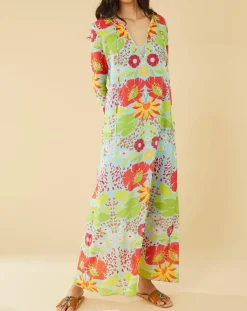 Femme Manoush Robes^Robe longue Mexico imprimée bleue