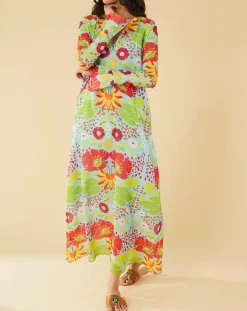 Femme Manoush Robes^Robe longue Mexico imprimée bleue