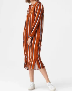 Robe longue Roya à rayures rouille-Chloé Stora Clearance