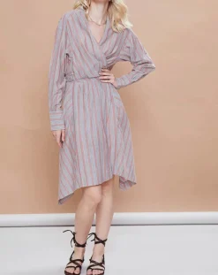 Femme Mare di Latte Robes^Robe Malorie Pastel rayée rouge/bleu