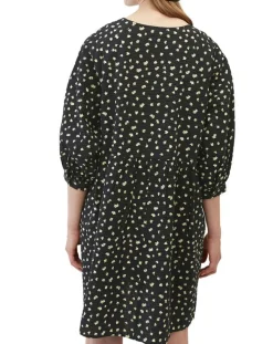 Robe manches ballons imprimée fleurs noire-Marc O'Polo Outlet