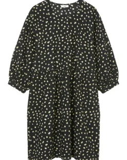 Robe manches ballons imprimée fleurs noire-Marc O'Polo Outlet
