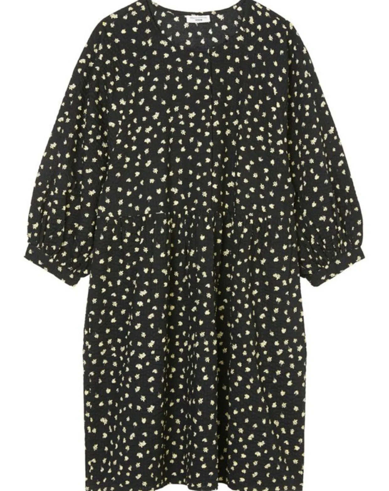 Robe manches ballons imprimée fleurs noire-Marc O'Polo Outlet