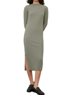 Femme Marc O'Polo Robes^Robe maxi en Coton & Lin Cotelé beige foncé