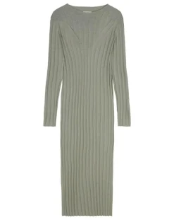 Femme Marc O'Polo Robes^Robe maxi en Coton & Lin Cotelé beige foncé