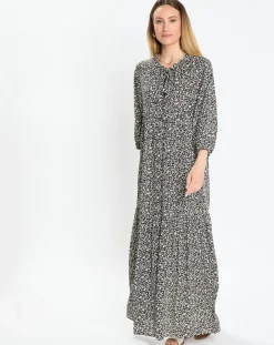 Femme Marc O'Polo Robes^Robe maxi imprimée fleurs blanc/noir