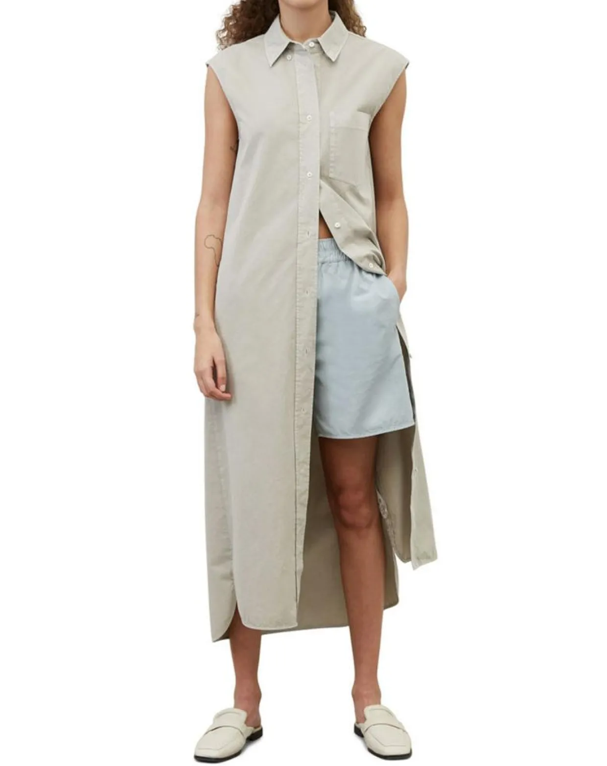 Robe maxi sans manches Bouton gris clair-Marc O'Polo Best