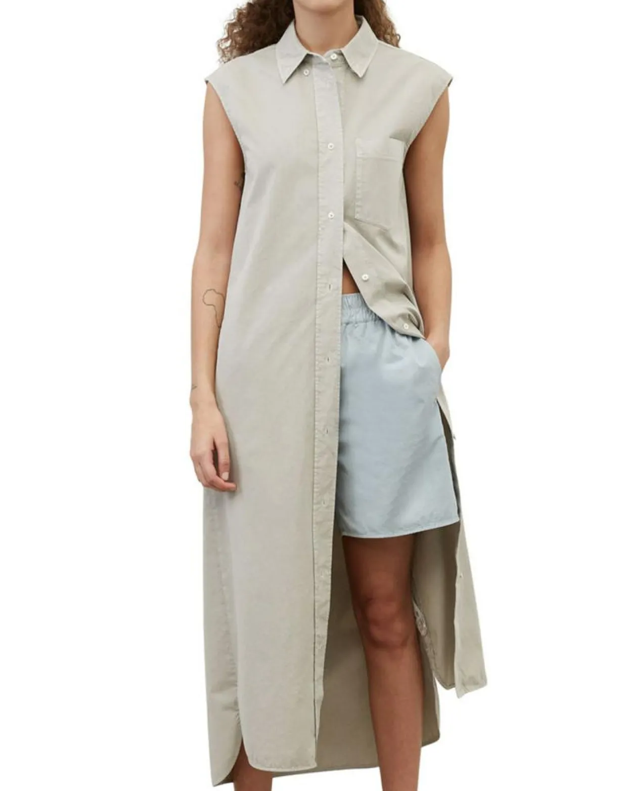 Robe maxi sans manches Bouton gris clair-Marc O'Polo Best