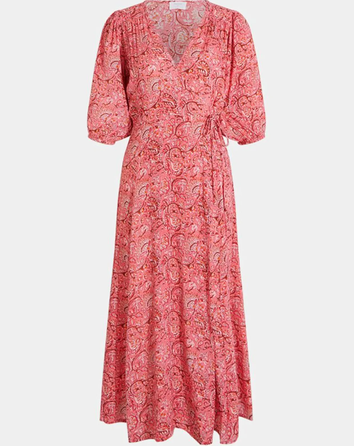 Femme Garance Paris Robes^Robe midi portefeuille Nacre imprimée rose