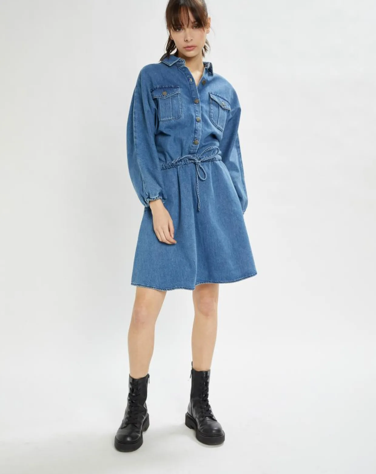 Robe Nora en denim bleue-Stella Forest Sale