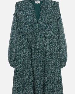 Robe Odette imprimée vert sapin-An'ge New