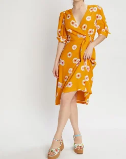 Femme Manoush Robes^Robe Paquerette imprimée jaune moutarde
