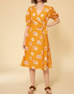 Femme Manoush Robes^Robe Paquerette imprimée jaune moutarde